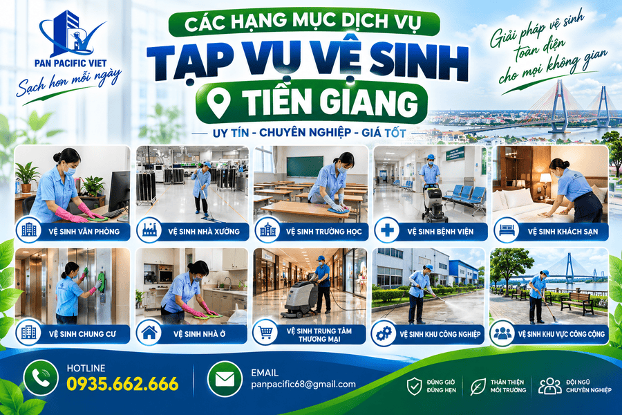 Các hạng mục dịch vụ tạp vụ vệ sinh Tiền Giang