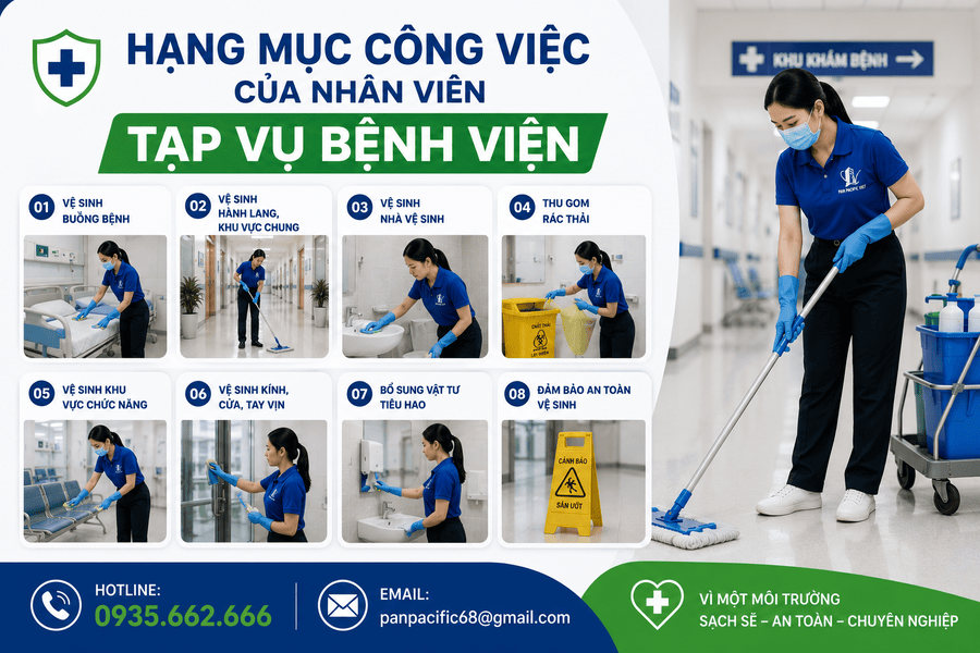 Hạng mục công việc của nhân viên tạp vụ bệnh viện